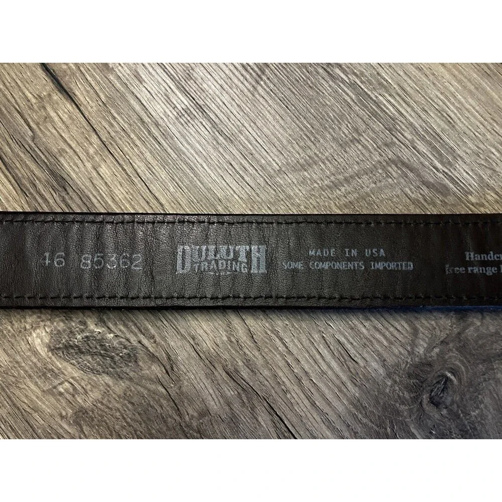 Duluth Trading Men's Lifetime Black Leather Belt Size 48 Good Condition